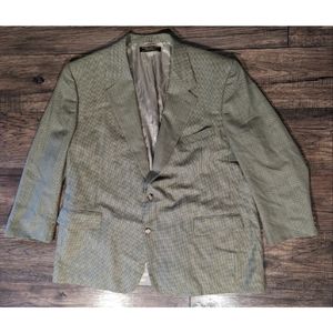 BROOKS BROTHERS Men’s Navy & Tan Houndstooth Wool Blend Blazer Lined Sz 48R USA